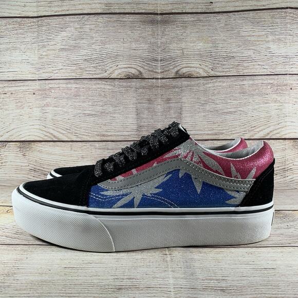 Vans Old Skool Platform After Dark Womens Size 8 Pink Blue Black Summer - Picture 1 of 13